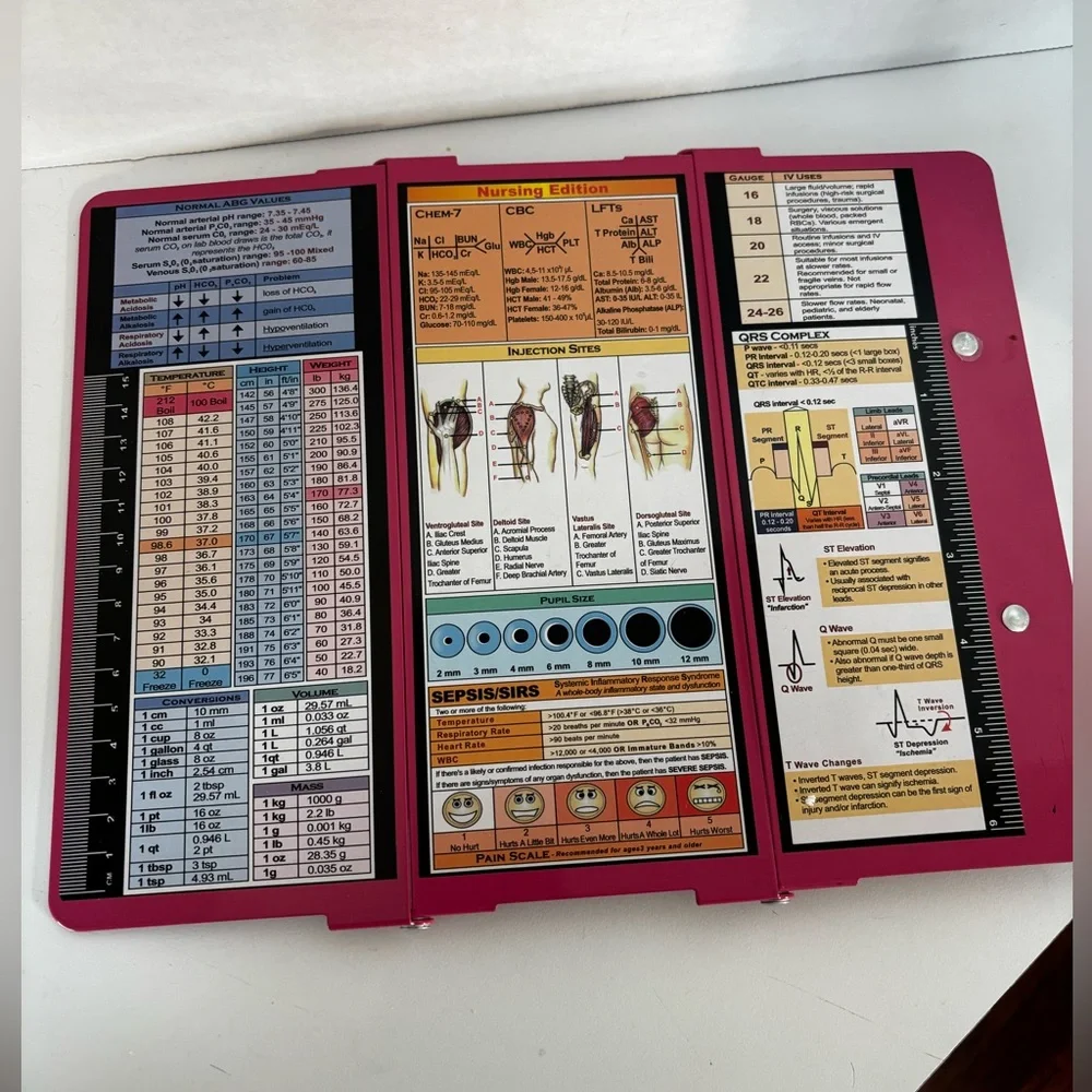 Nursing Clipboard Foldable, Foldable Clip Board W/Nursing Edition Cheat Charts